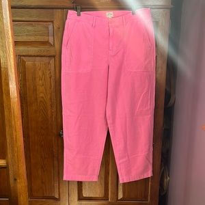 Nwt jcrew foundry garment dyed hot pink pants 14